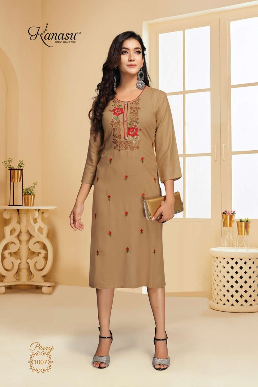 Kanasu Perry Classic Ethnic Wear Heavy Rayon Designer Kurti Collection